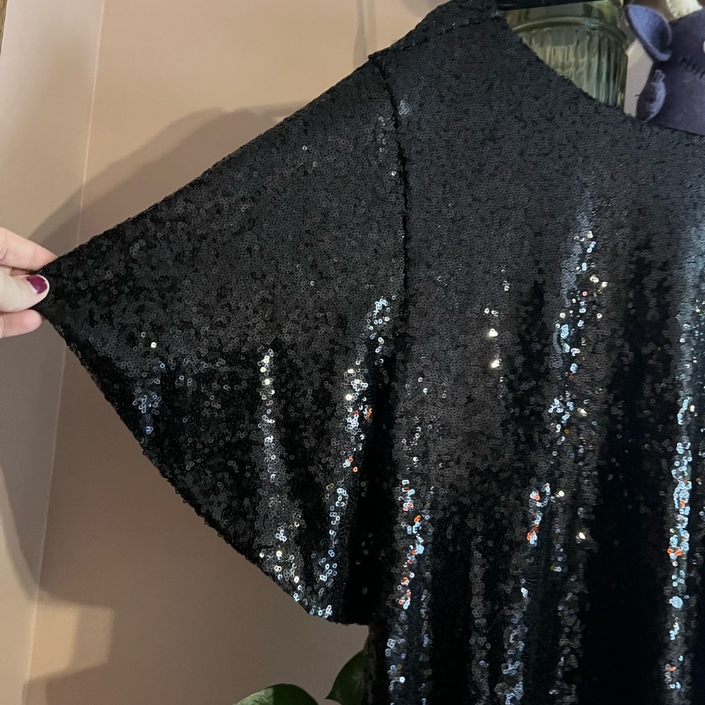 NWT Eloquii Black Sequin Cowl Back Dress Size 18 - Picture 5 of 13
